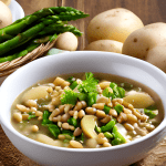 Zuppa al farro, patate e asparagi