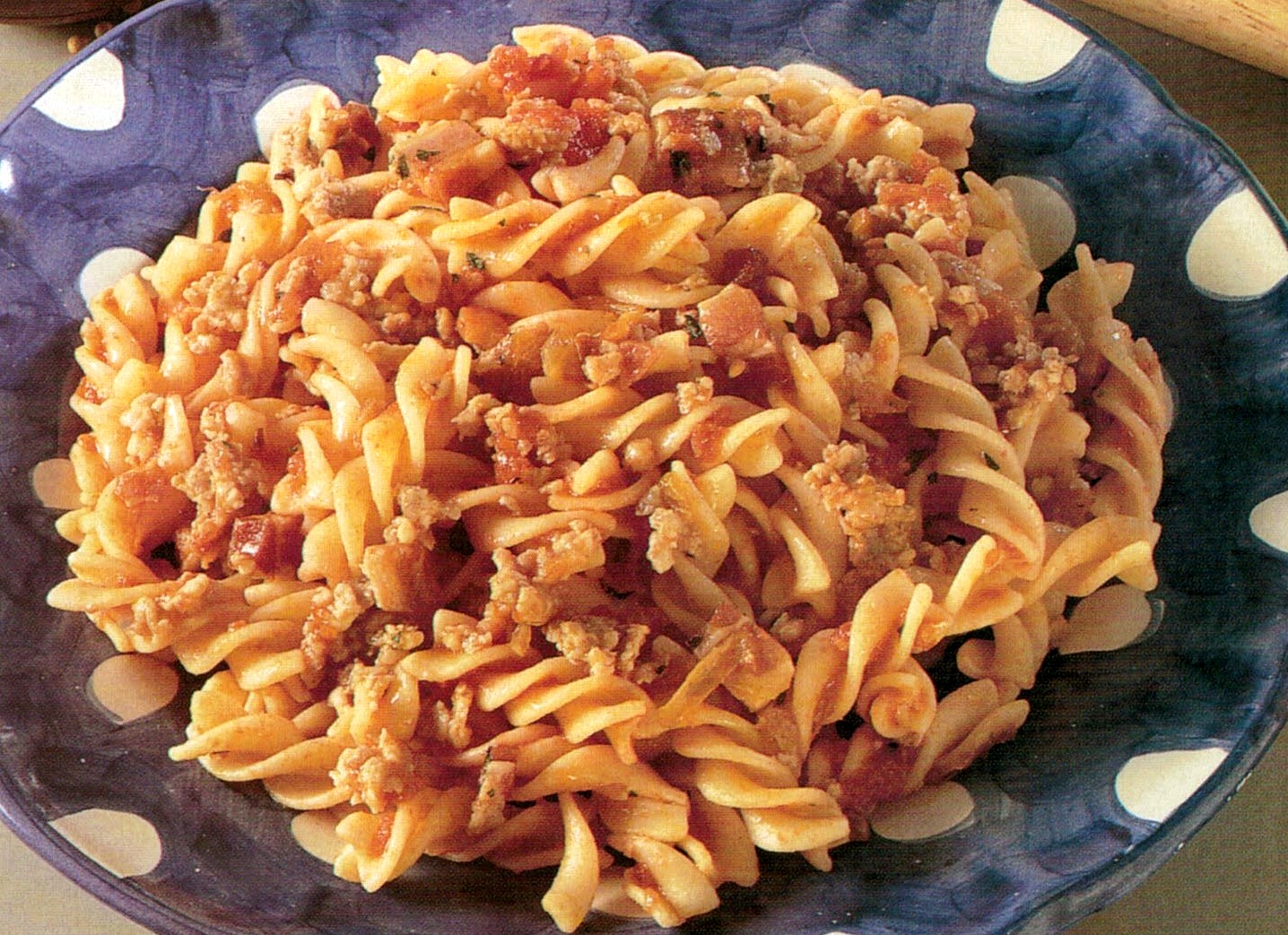 Fusilli with sausage sauce