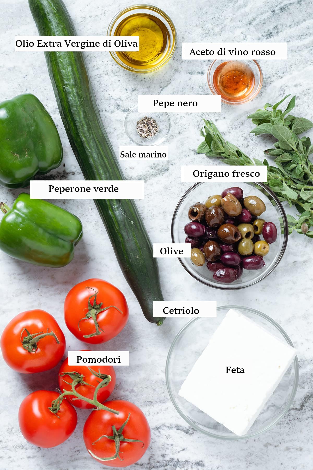 Ingredienti Insalata cetrioli alla greca