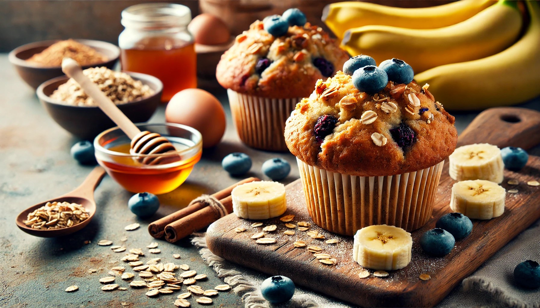 Muffin integrali alla banana e ai mirtilli - Foto VGAI2