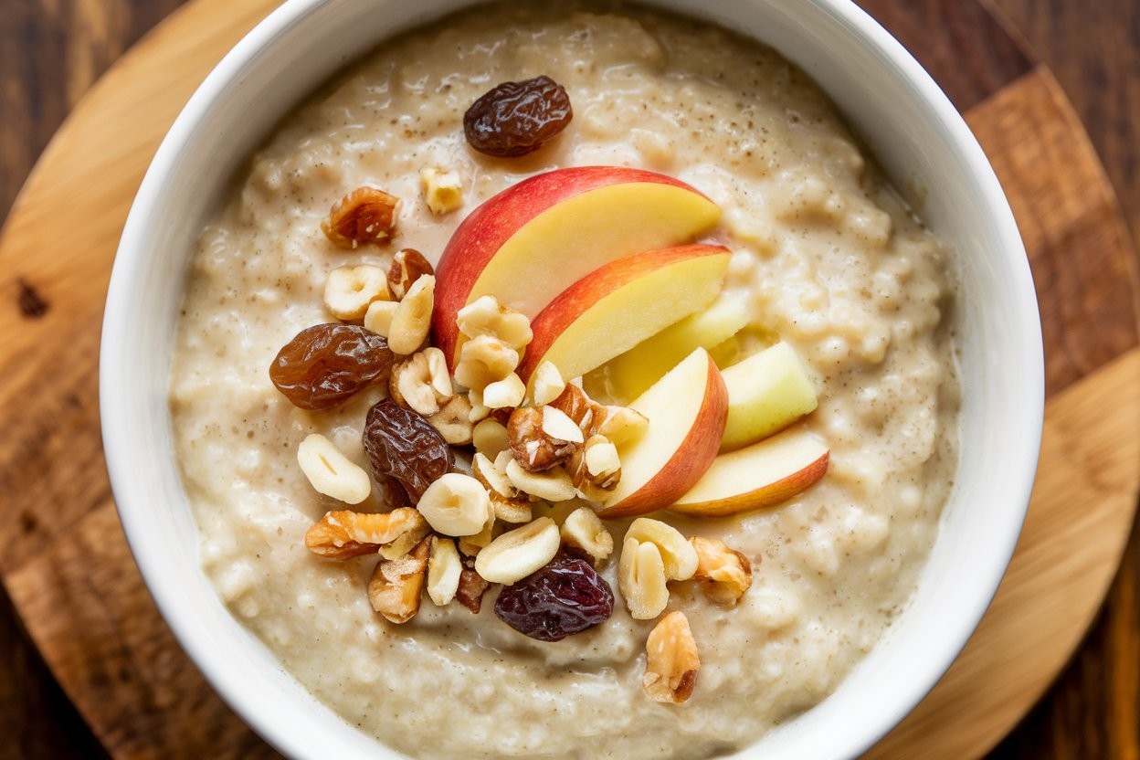 Porridge al microonde con mele, noci e uvetta - Foto VGAI