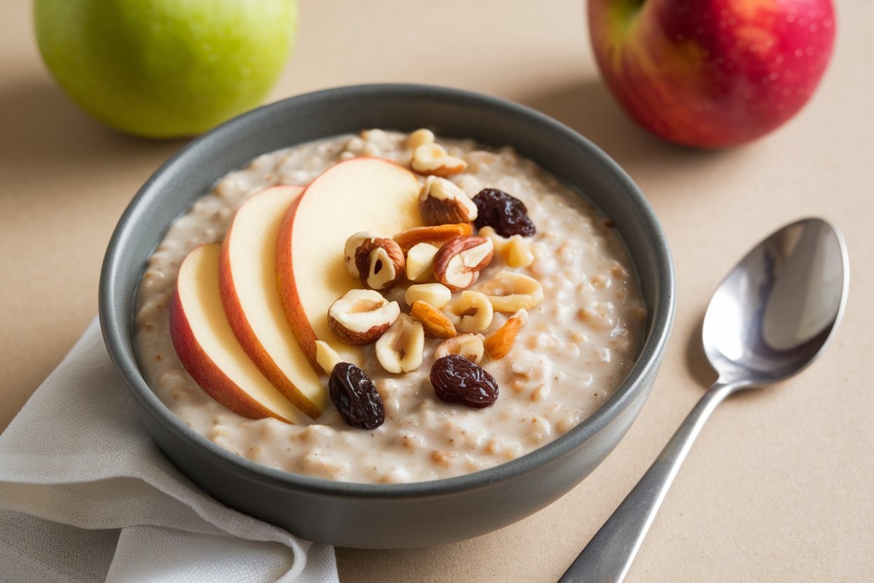 Porridge al microonde, con mele, noci e uvetta - Foto VGAI