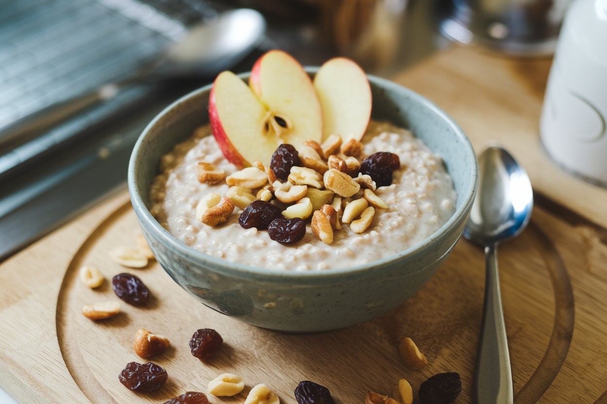 Porridge al microonde con mele, noci e uvetta - Foto VGAI