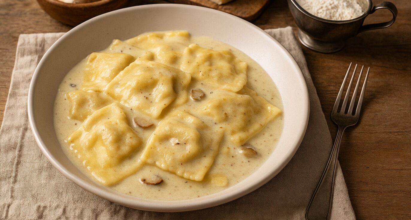Ravioli di funghi con fonduta al profumo di tartufo - Foto VGAI