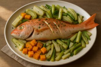Dentice al forno con verdure invernali e vino bianco - Foto VGAI