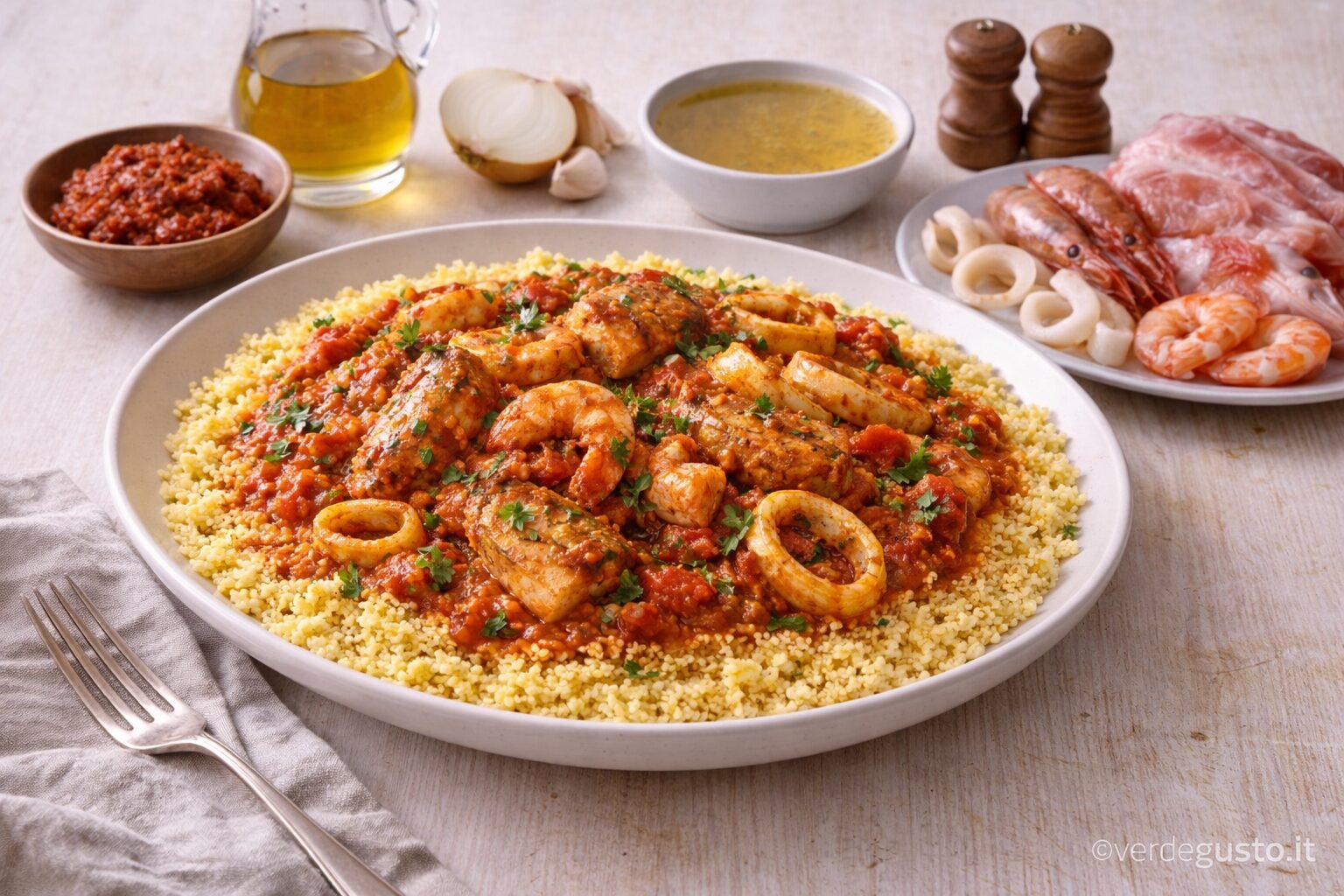 Cous cous alla trapanese, ingredienti - Foto Vgai