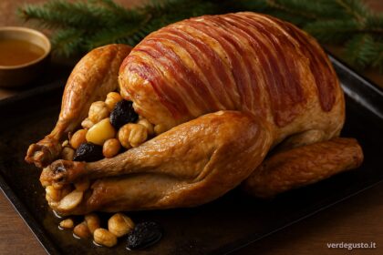 Tacchino ripieno di Natale con castagne, mele e prugne - Foto Vgai