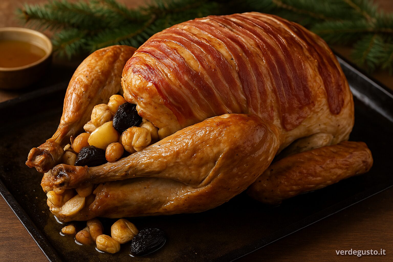 Tacchino ripieno di Natale con castagne, mele e prugne - Foto Vgai