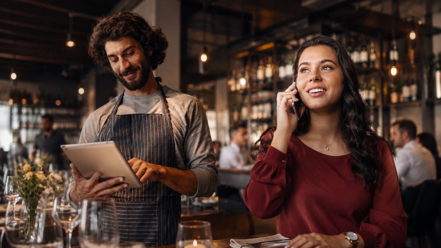 Prenotazione online al ristorante con personale e cliente