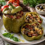Peperoni ripieni d’estate con verdure, olive e groviera