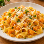 Pappardelle cremose alla zucca. Foto vgai